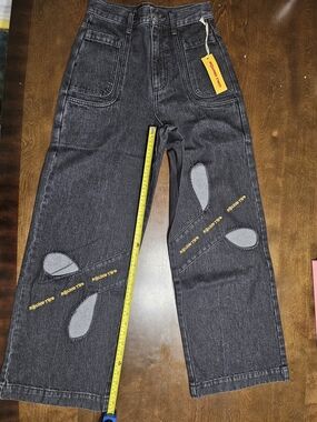 Womens Round Two Cutout Wide Leg Jeans Size Small 26"w